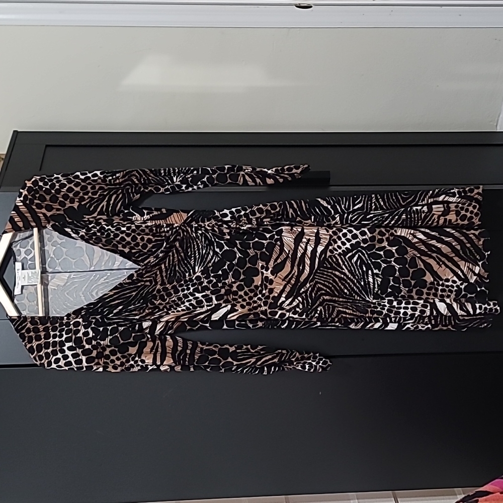 Evan-Picone Vintag Dress Leopard and Zebra Print (black, brownish tan and white)